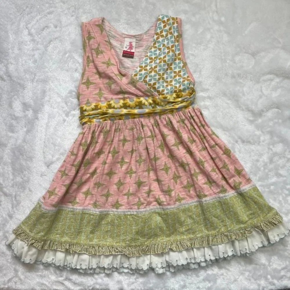 Matilda Jane Girls Serendipity 100% Cotton Pink Spring Joanna Wrap Dress Size 4‎